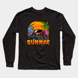 Jeep Wrangler Summer Holiday - Red Long Sleeve T-Shirt